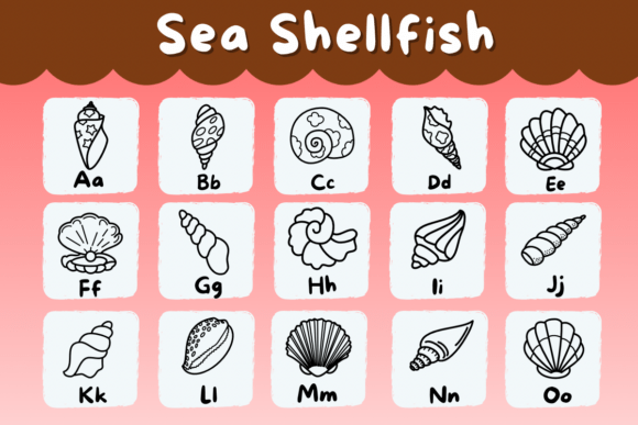 Sea Shellfish Font PNG with transparent background - Preview 1