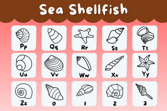 Sea Shellfish Font PNG with transparent background - Preview 2