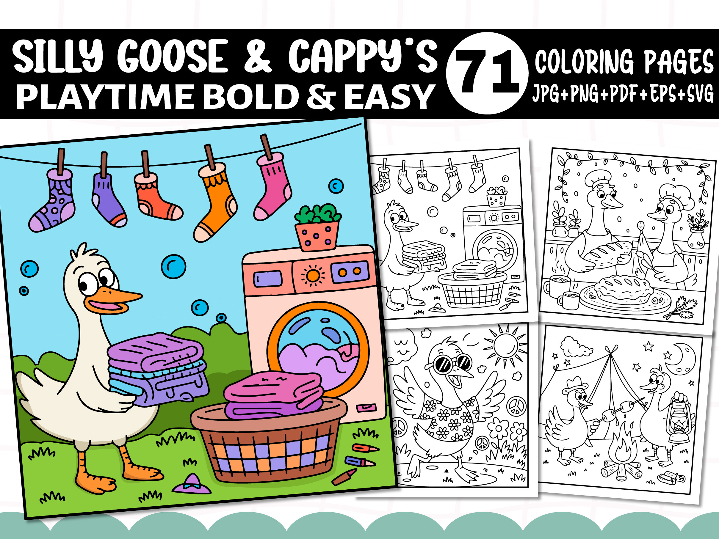 Silly Goose & Cappy Playtime Coloring