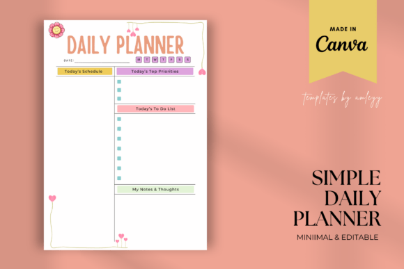 Simple Daily Planner Template Printable Graphics