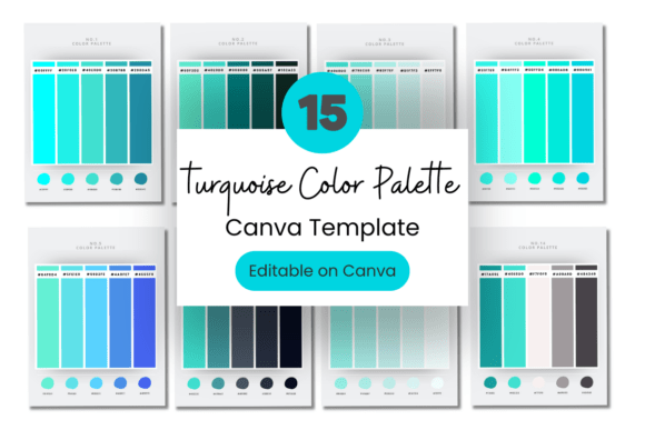 Turquoise Canva color palette with hex codes