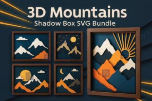 3D Mountains Shadow Box SVG Bundle · Creative Fabrica