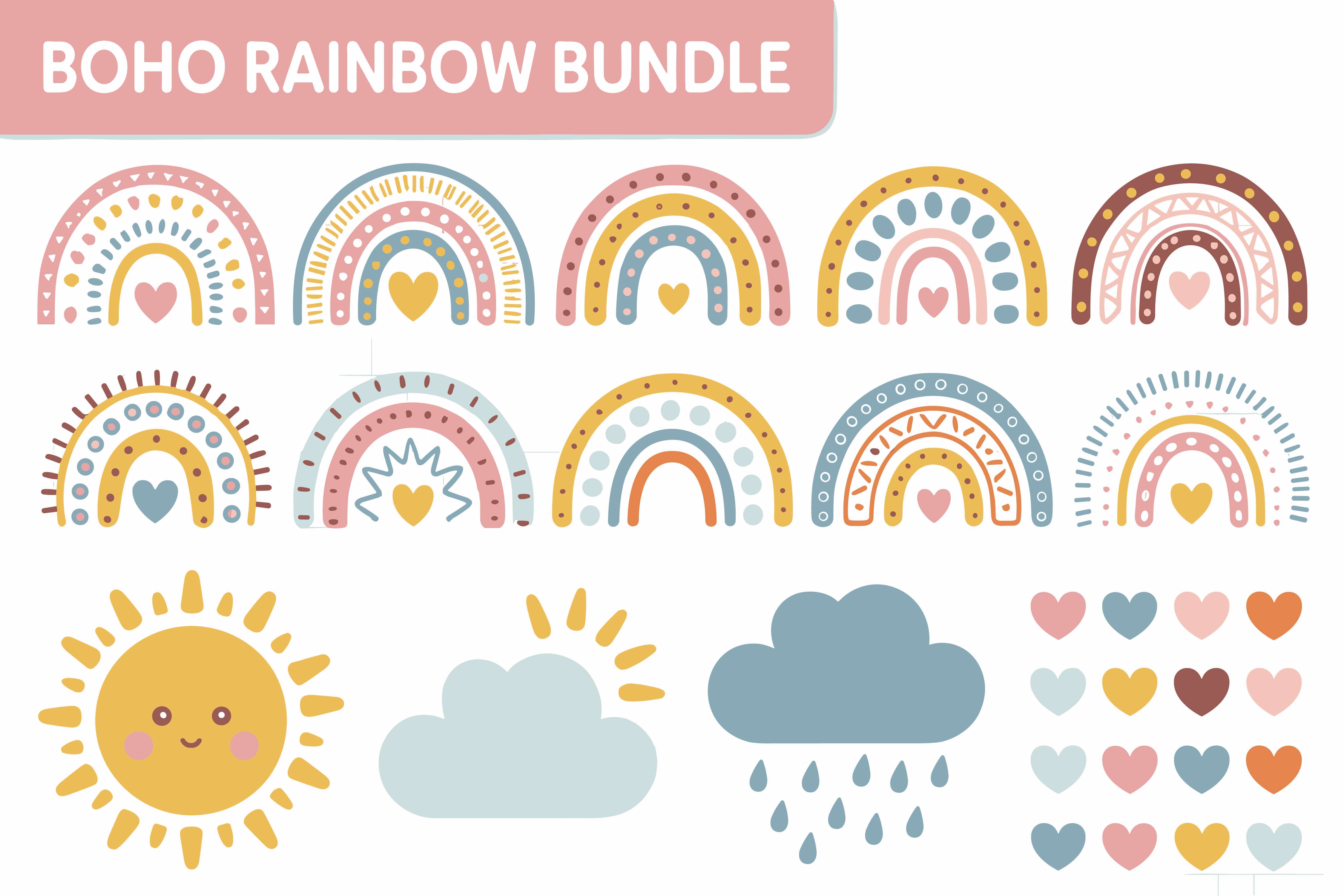 Boho Rainbow Clipart Set Graphic by GFX_creative · Creative Fabrica