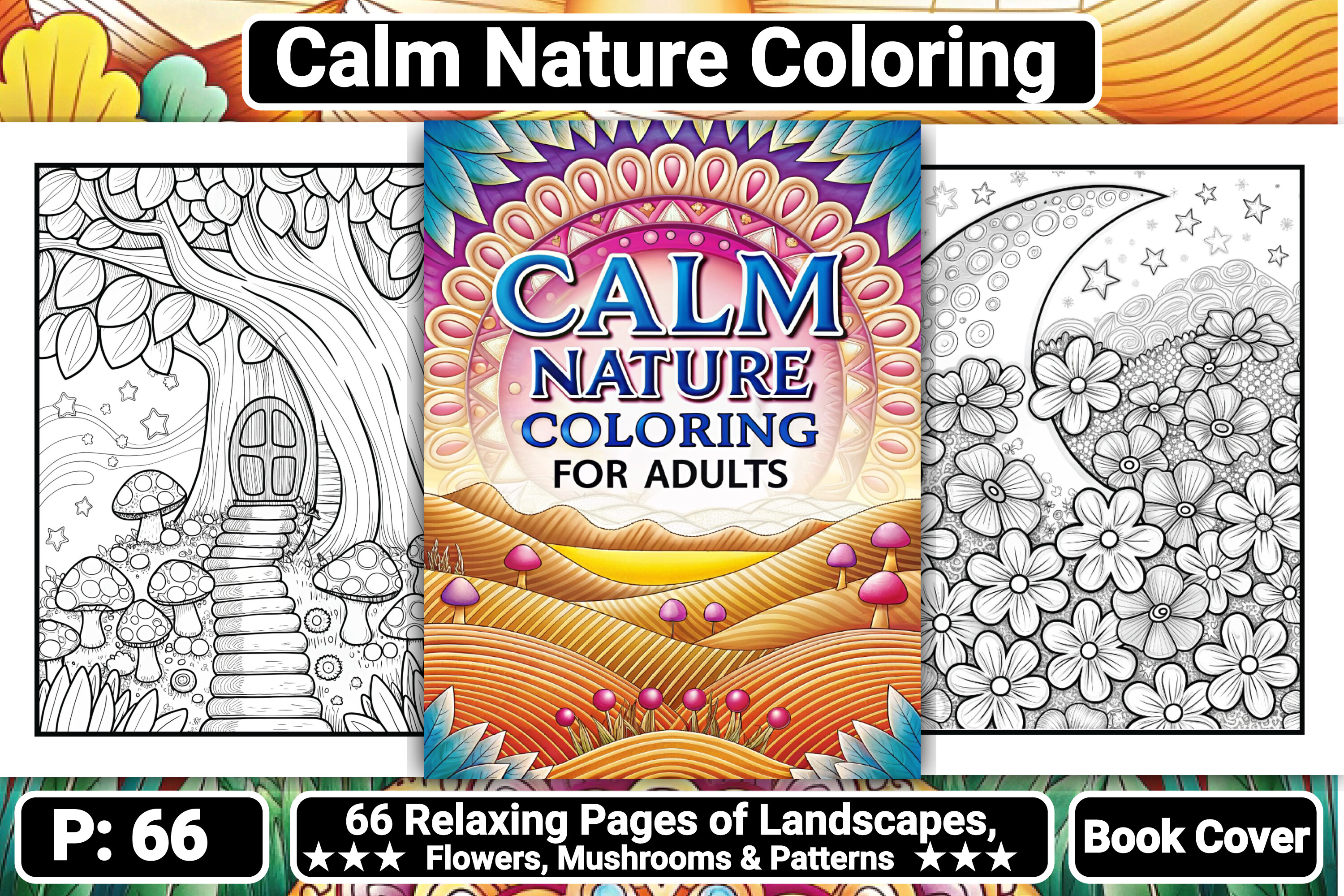 Calm Nature Coloring Pages for Adults