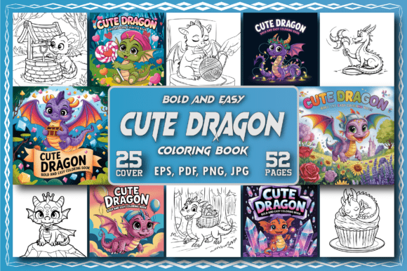 Cute Dragon Bold and Easy Coloring Pages
