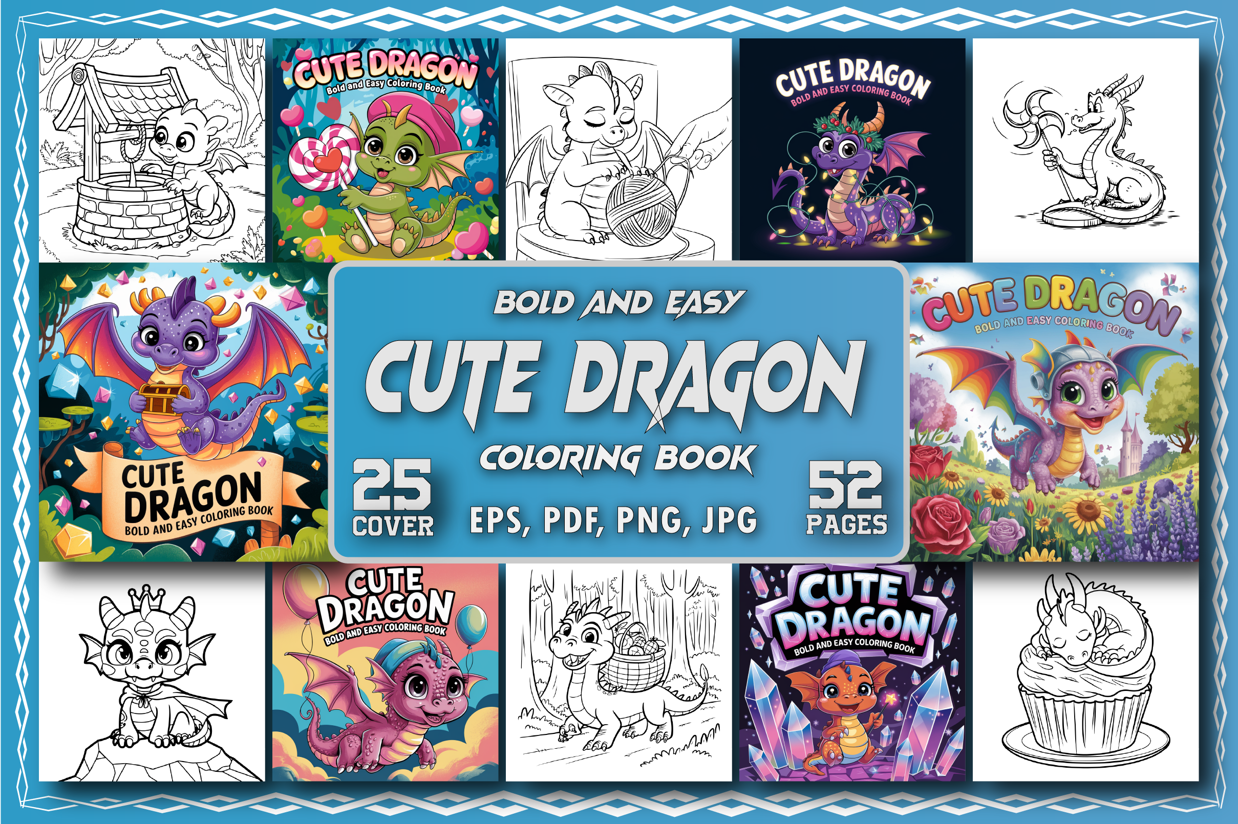 Cute Dragon Bold and Easy Coloring Pages