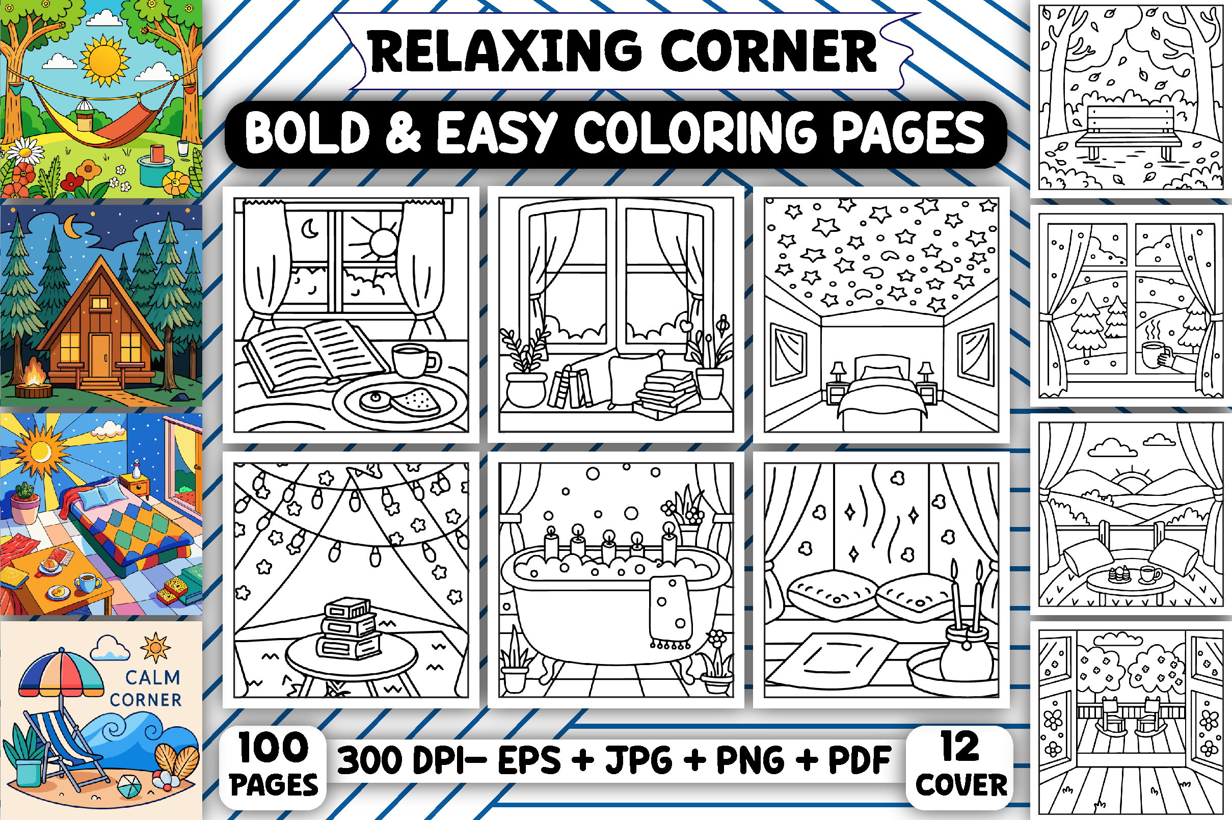 Easy - Relaxing Corner Coloring Pages