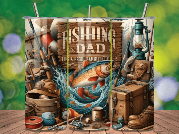 Fishing Dad Tumbler Wrap Grafik Wraps für Becher Von The Black Cat