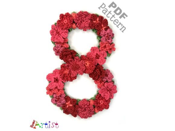 Flower Number 8 Crochet Applique Pattern