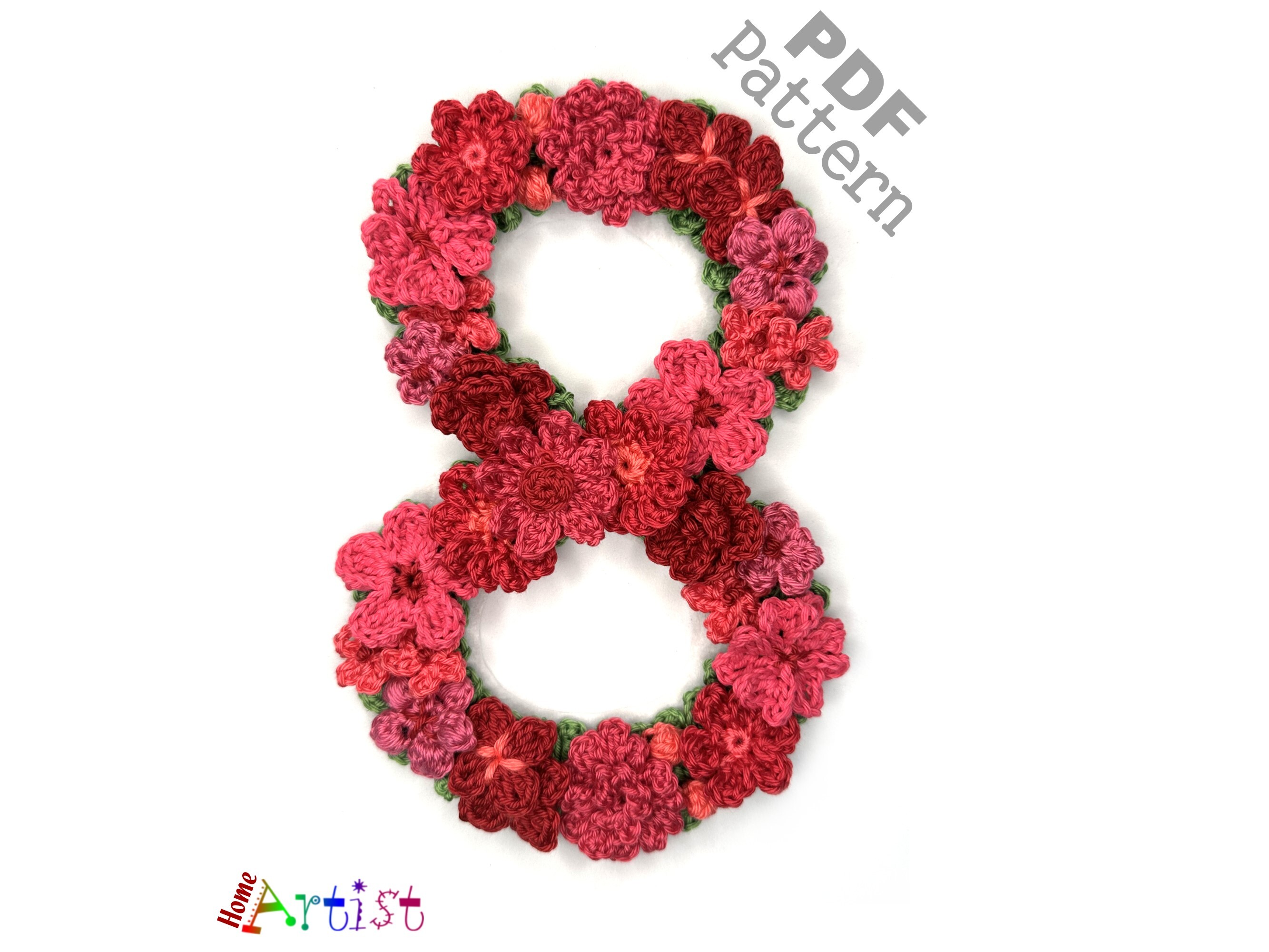 Flower Number 8 Crochet Applique Pattern
