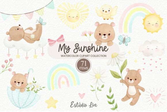 My Sunshine Watercolor Clipart Graphic Illustrations By Estúdio Lin