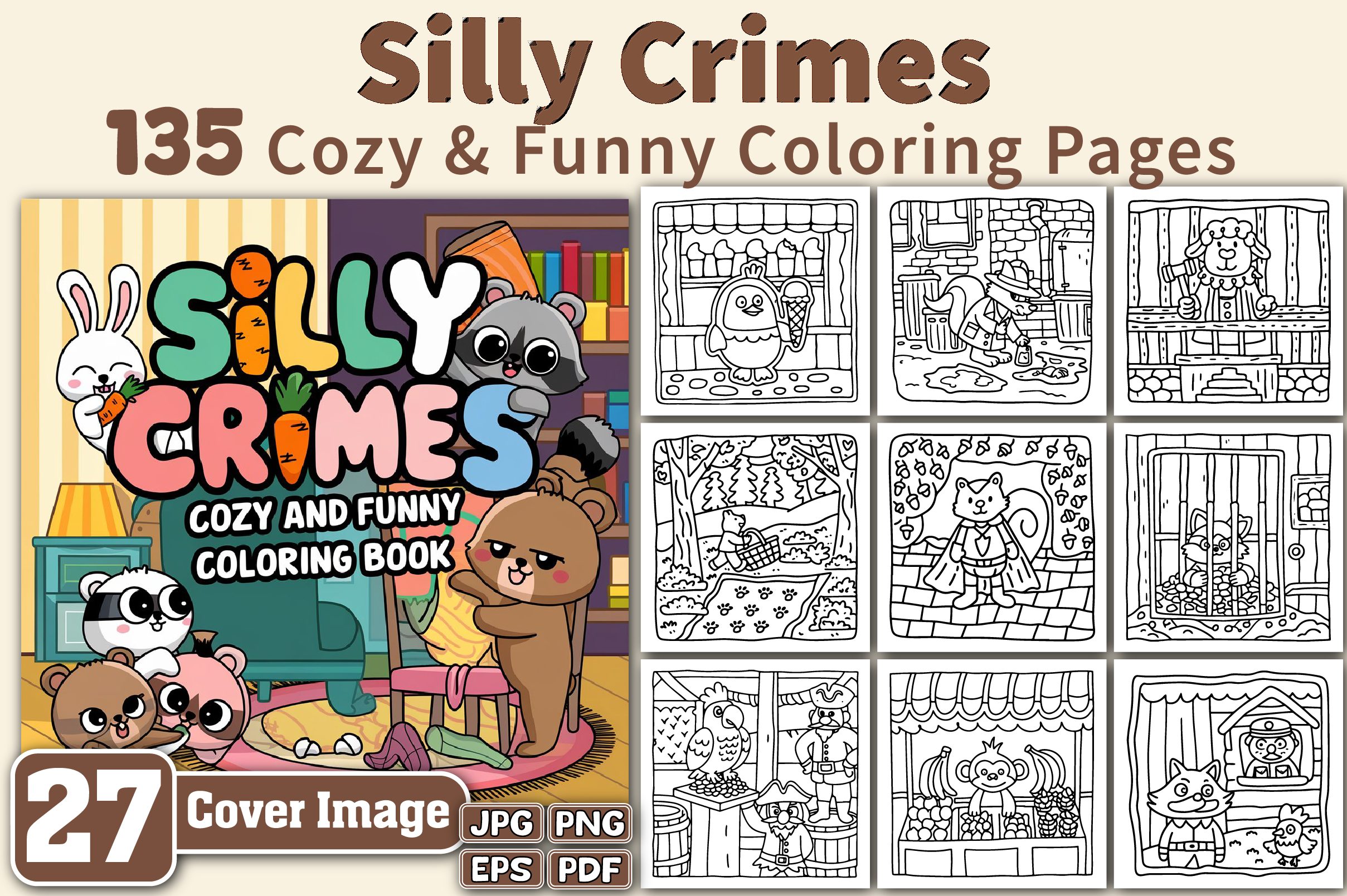 Silly Crimes Cozy & Funny Coloring Pages