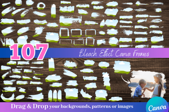 107 brush and bleach effect custom Canva frames