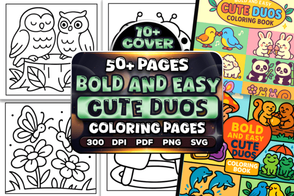 50+ Bold Easy Cute Duos Coloring Pages Graphic by Craftsbeefy ...