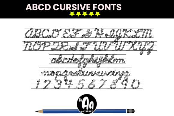 Abcd Cursive Outline Dotted Arrows Lined Font - Preview 1