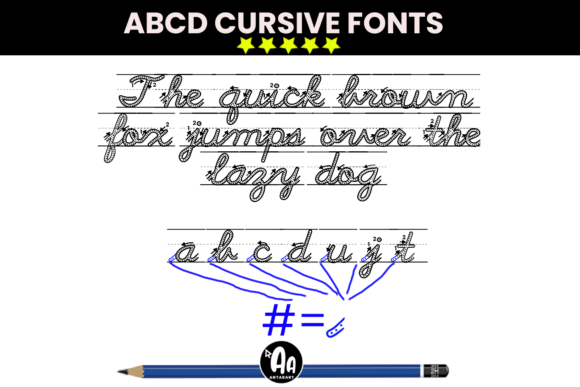 Abcd Cursive Outline Dotted Arrows Lined Font - Preview 2