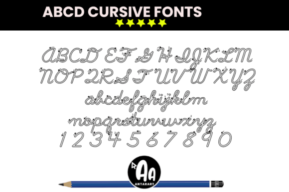 Abcd Cursive Outlined Dotted Arrows Font - Preview 1
