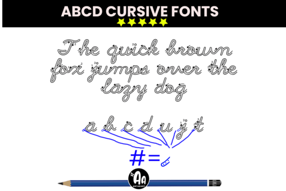 Abcd Cursive Outlined Dotted Arrows Font - Preview 2