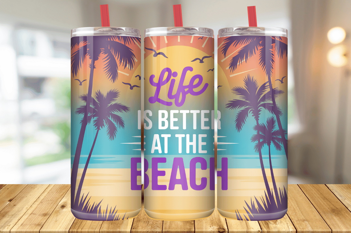 Beach Life Summer Vibes Tumbler Graphic by Magic Creative · Creative ...