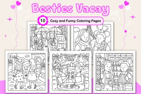 Besties Vacay Fun Coloring Pages