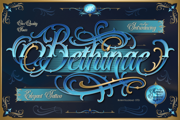 Preview specimen of Bethinae blackletter font
