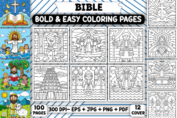 Bible Bold & Easy Coloring Book for Kids Graphic by HappyColor Design ...