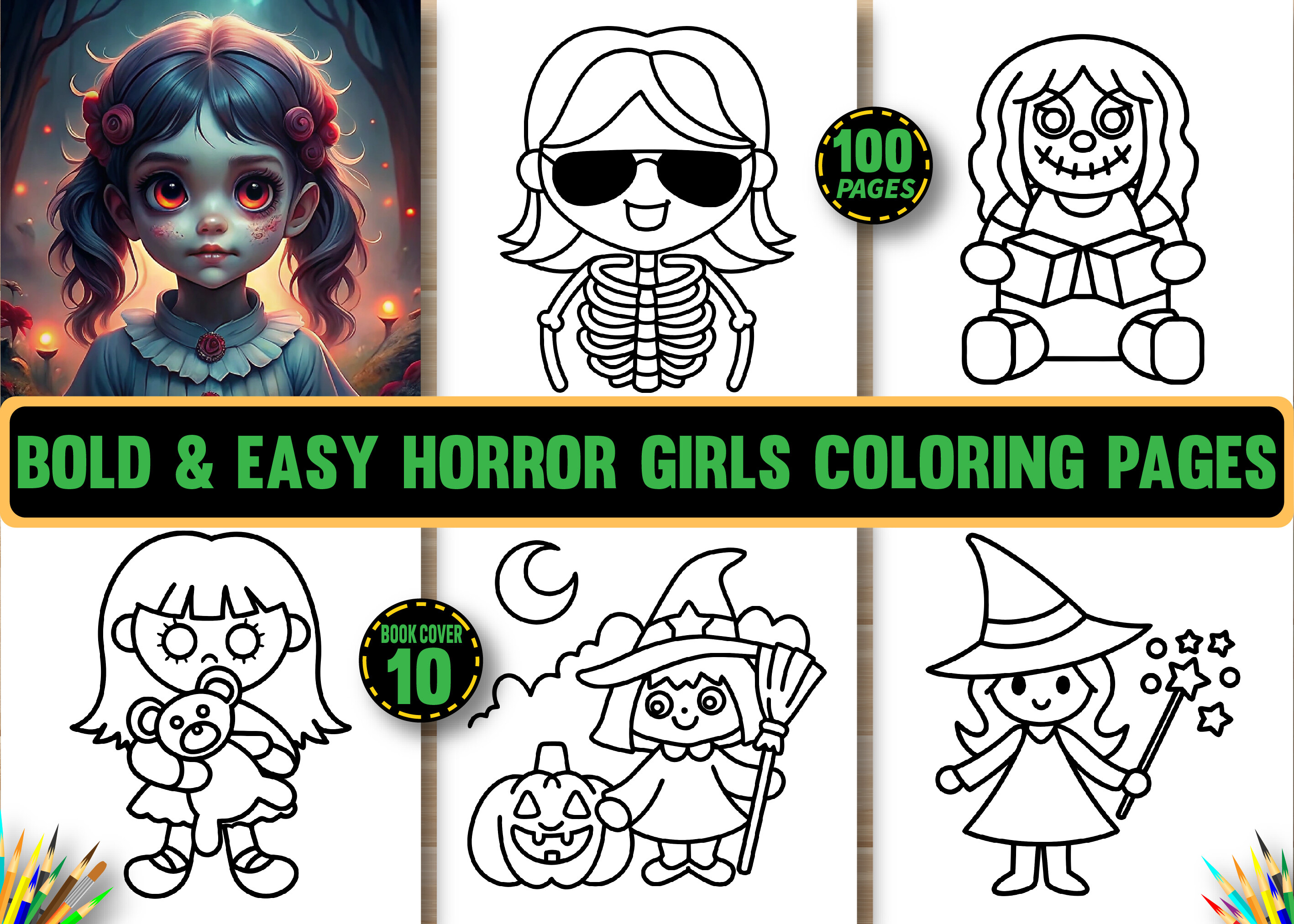 Bold & Easy Horror Girls Coloring Pages