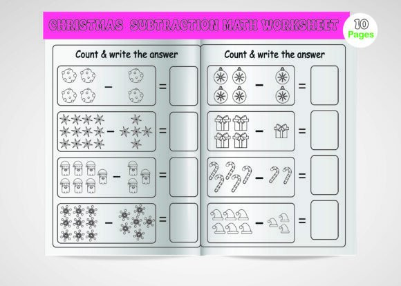 Christmas Subtraction Math Worksheets