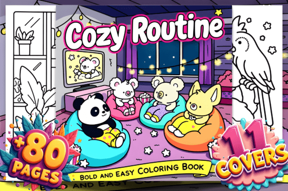Preview of Cozy Routine Coloring Pages Kawaii Bear coloring pages for kids