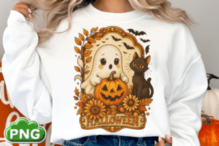 Cute Ghost with Flowers PNG, Halloween Graphic by DefabriCat · Creative ...