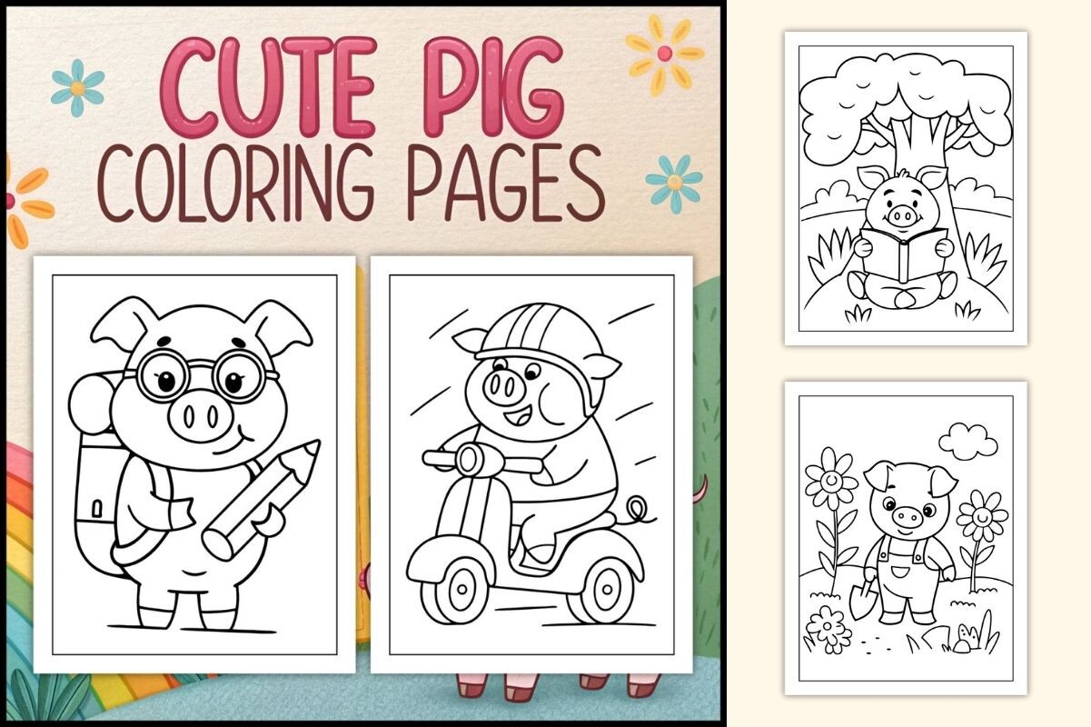 Cute Pig Coloring Pages for Kids