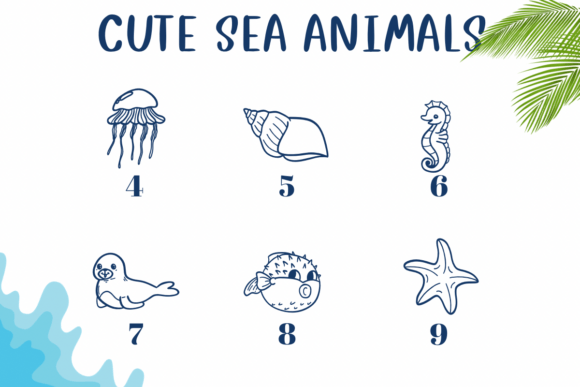 Cute Sea Animals Font PNG with transparent background - Preview 3