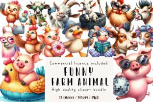 Funny Farm Animal Sublimation Clipart Graphic by Dreamshop · Creative ...
