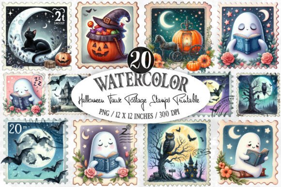 Halloween Faux Postage Stamps Printable
