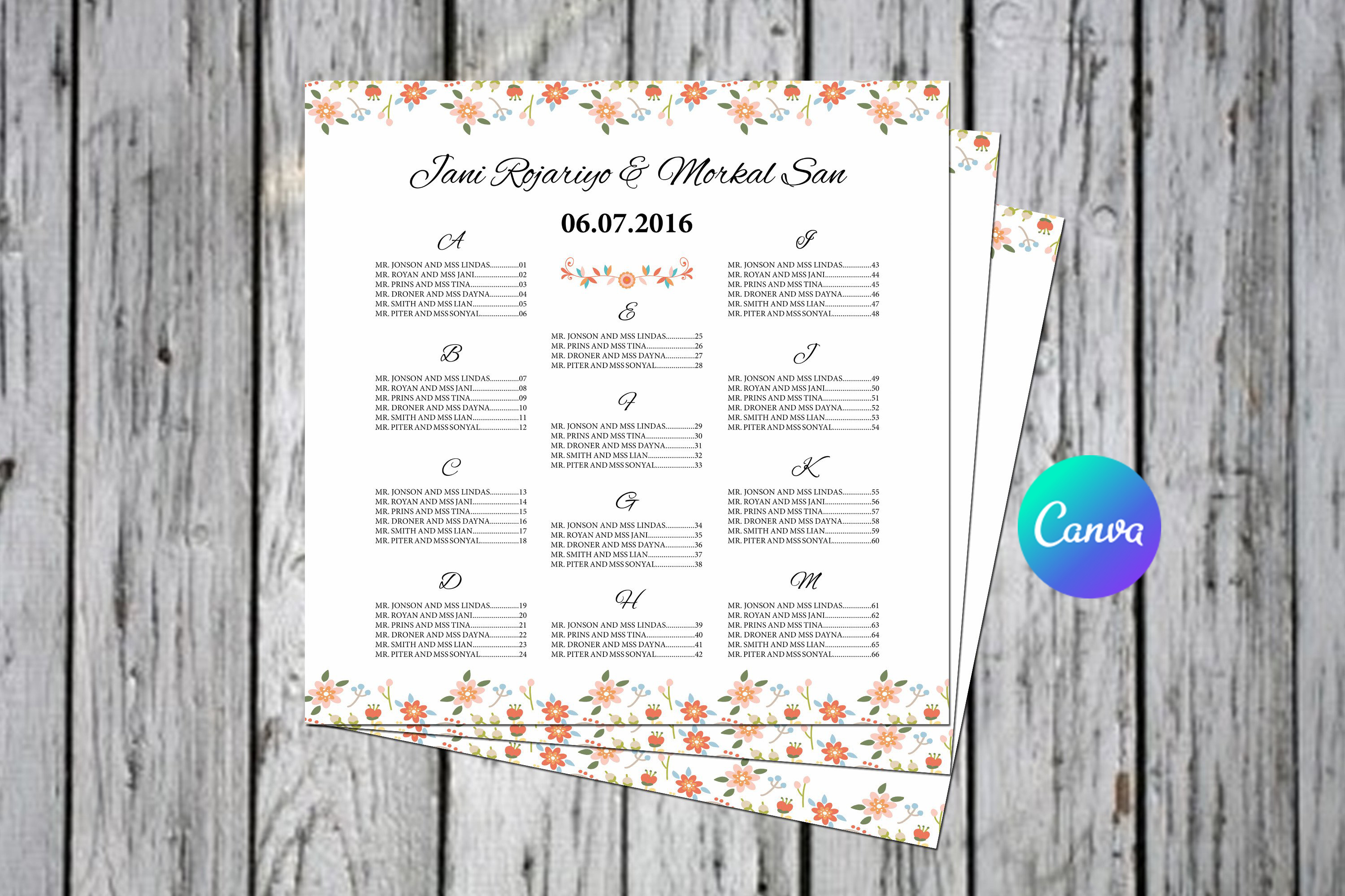 Wedding Seating Chart Poster