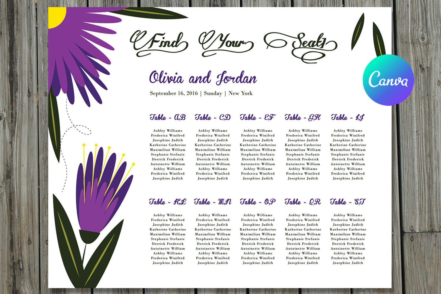 Wedding Seating Chart Template