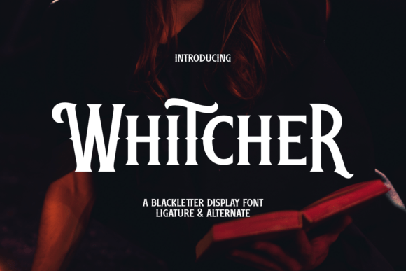 Preview specimen of Whitcher blackletter font