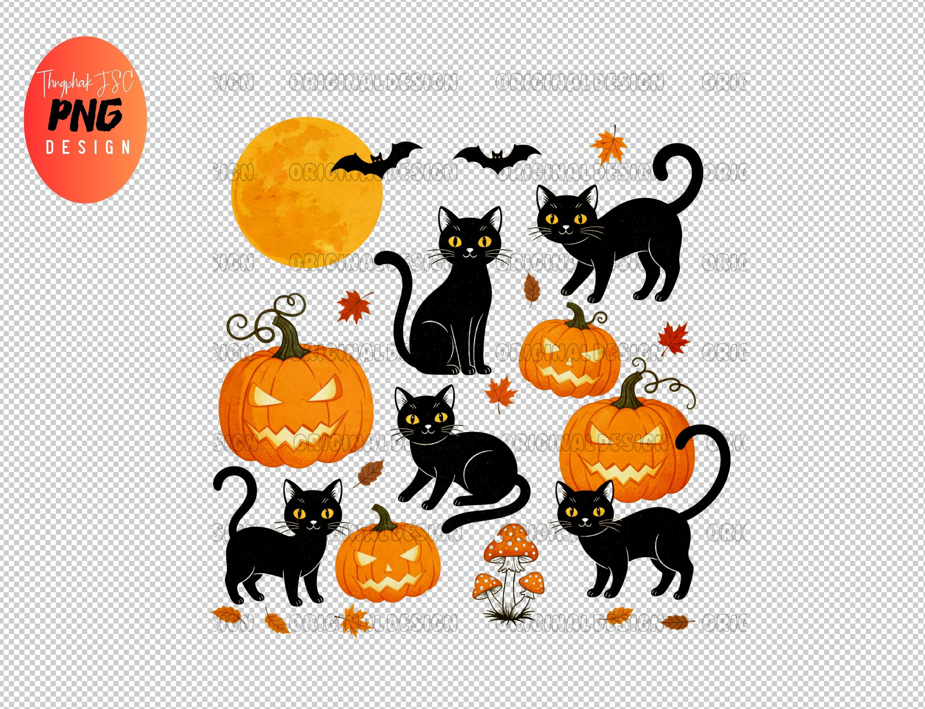 Black Cat Pumpkin PNG, Halloween Cat Graphic by ThngphakJSC · Creative ...