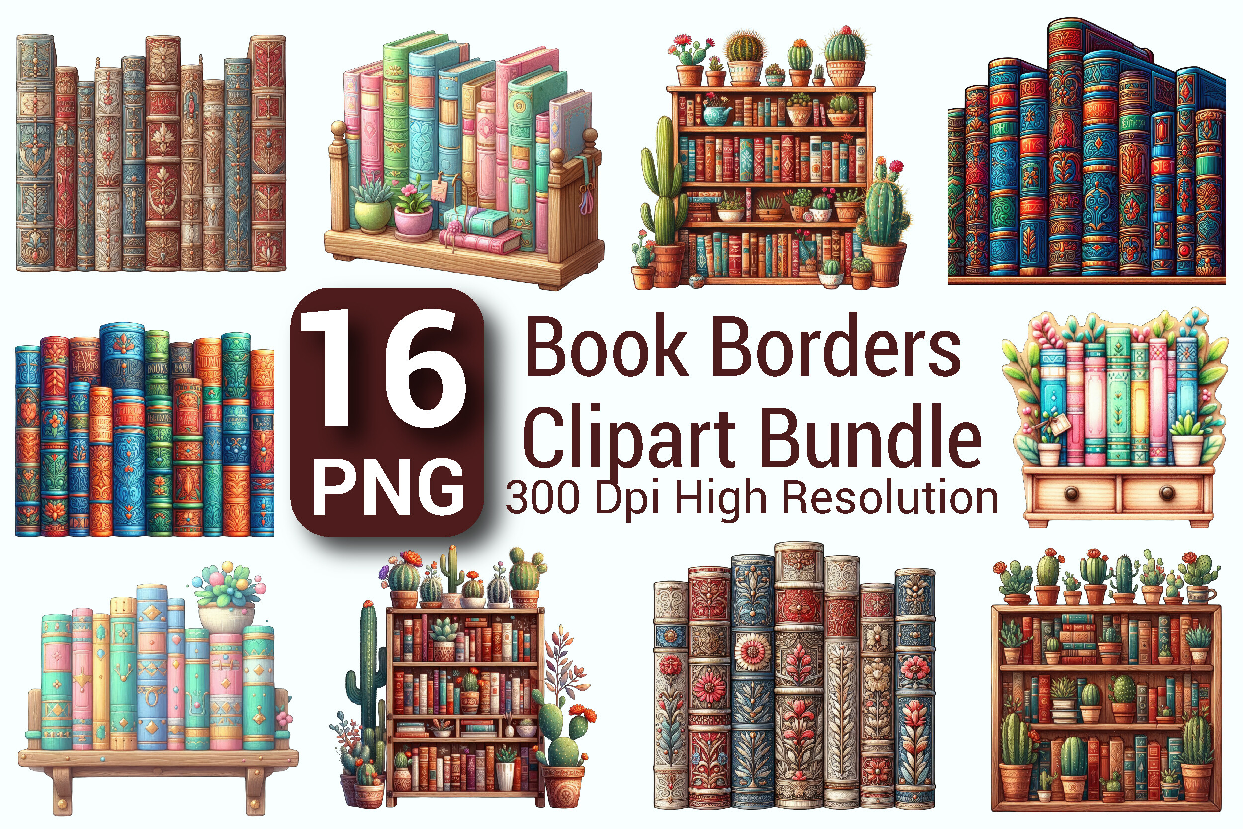 Book Borders Clipart Bundle Design Graphic by Digital Panda · Creative ...