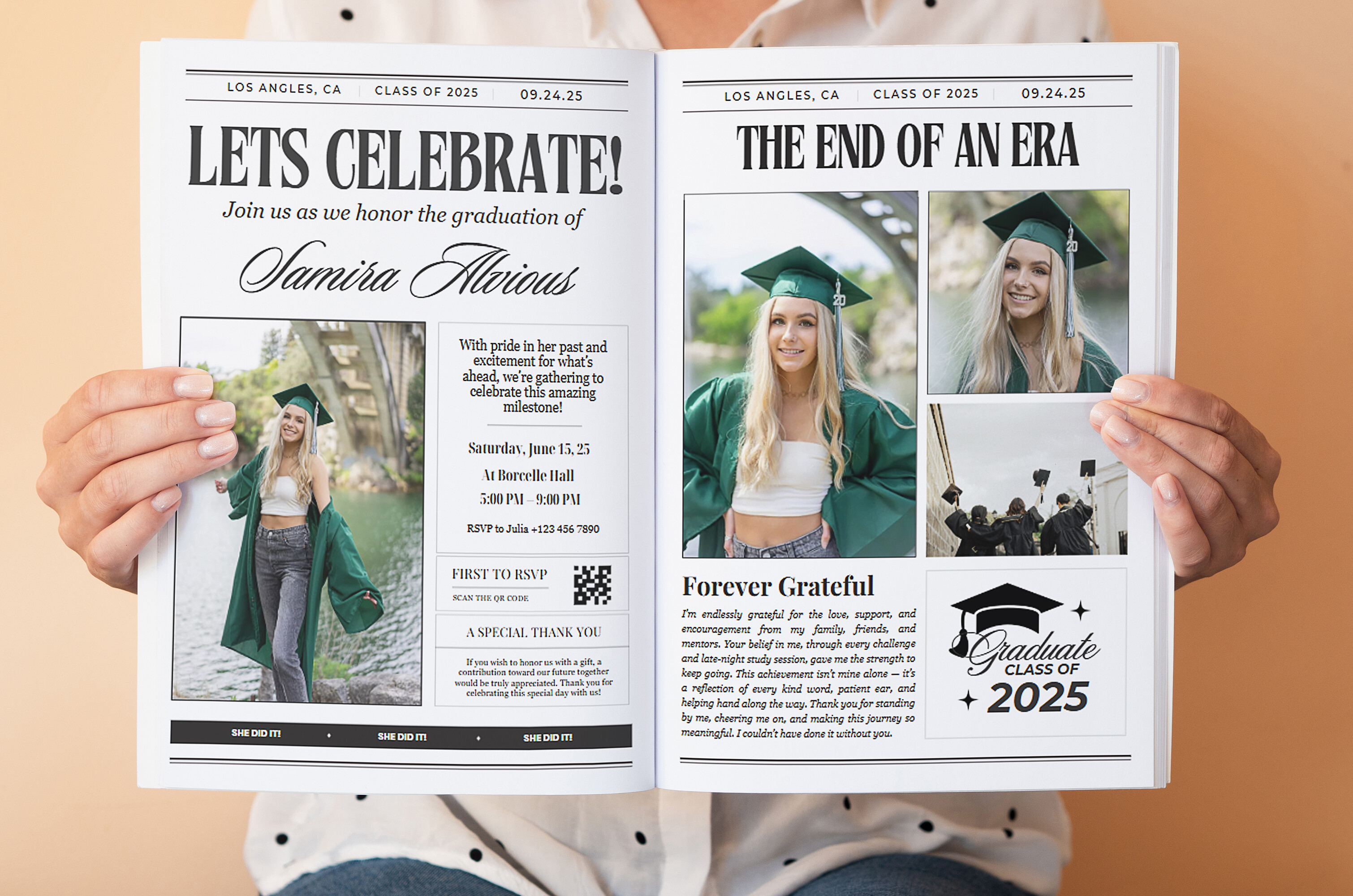 Canva Graduation Newspaper Template