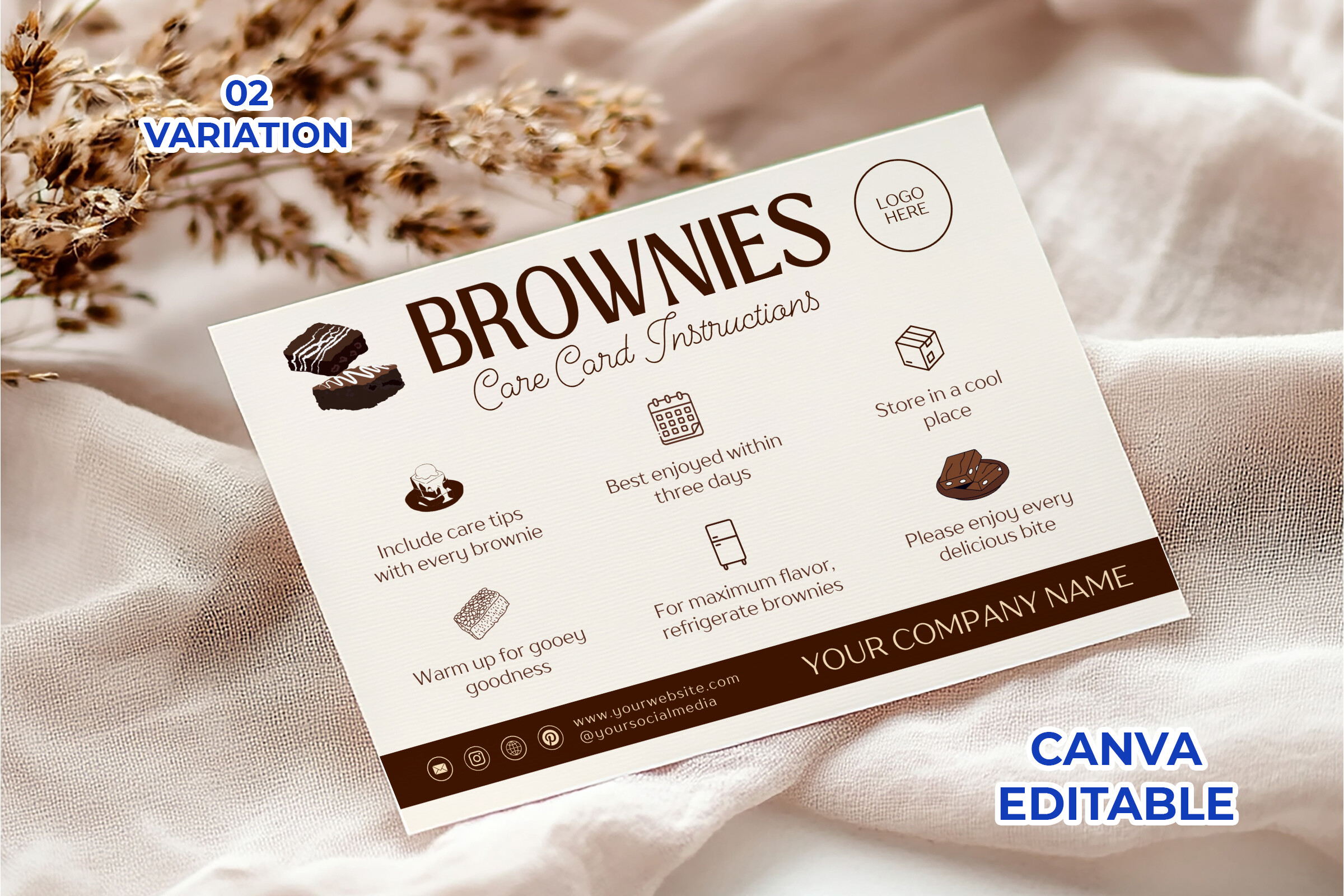 Editable Brownies Care Card Canva Temp