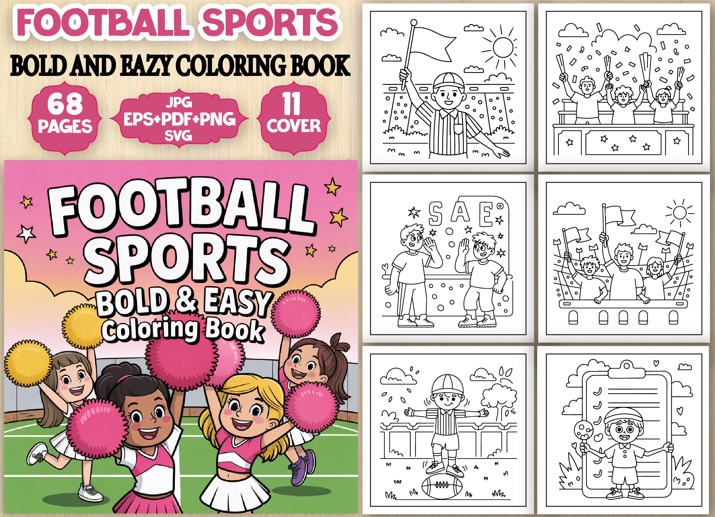 Football Sports Coloring Book Page Adult