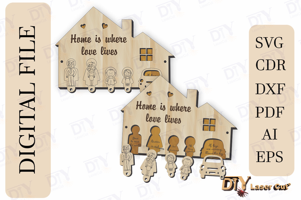 Funny Saying Key Holder 5 Keys Laser Cut · Creative Fabrica