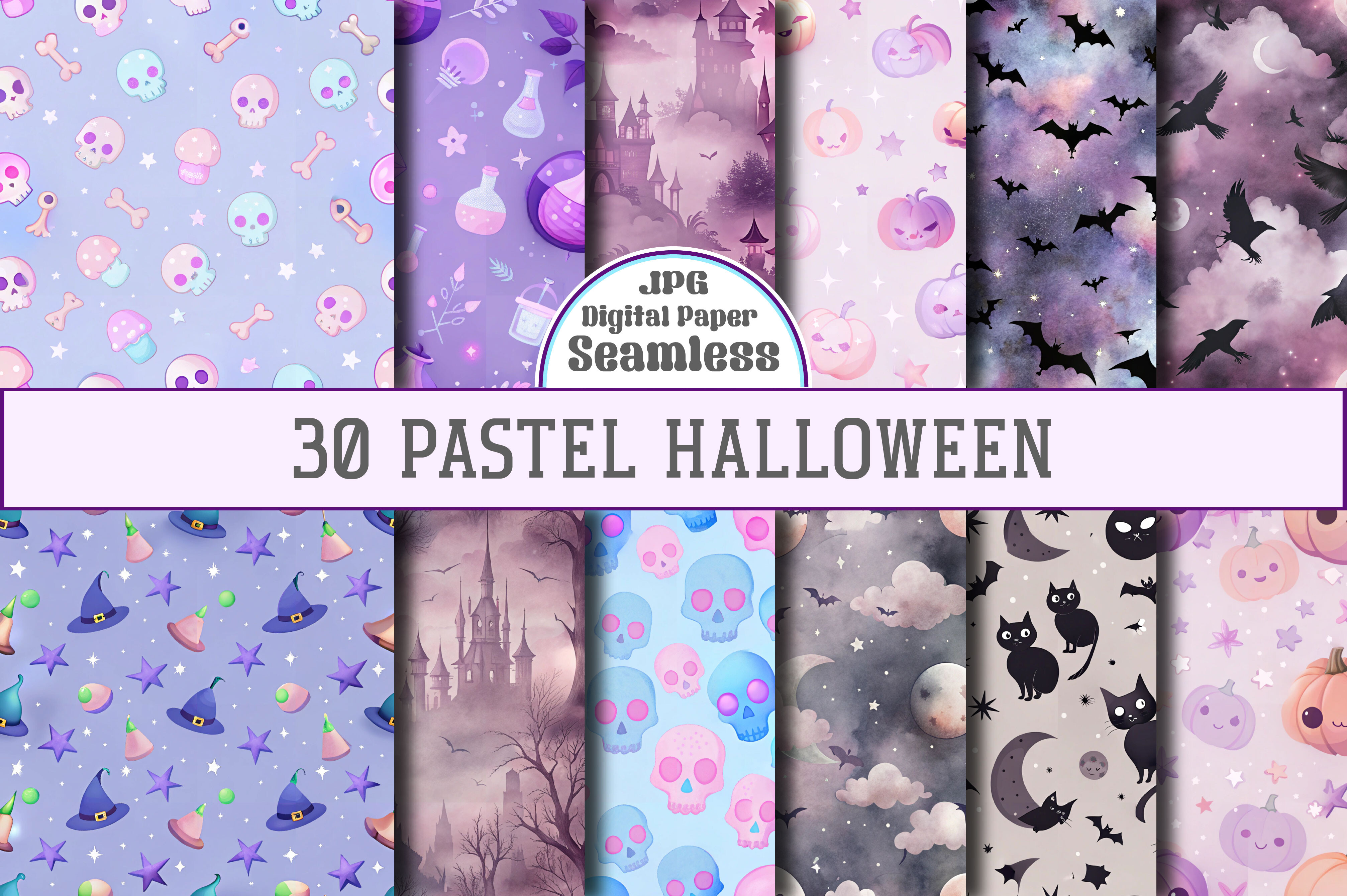 Pastel Halloween Seamless Pattern Pack Graphic by Designstock ...