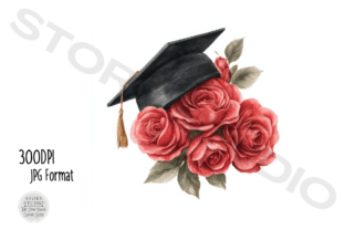 Red Roses Graduation Cap Clipart Graphic by Story Studio · Creative Fabrica