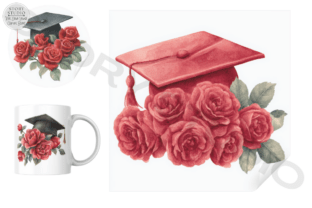 Red Roses Graduation Cap Clipart Graphic by Story Studio · Creative Fabrica