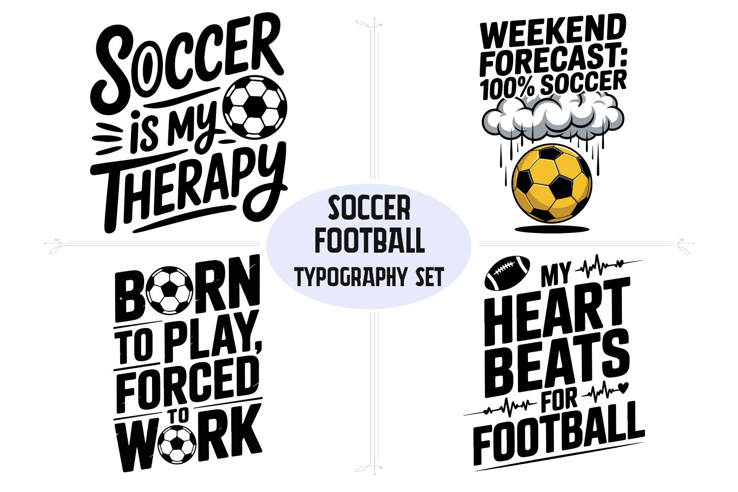Football Creative Lettering Soccer Football Typography Design Set Graphic by AHT Studio · Creative ...