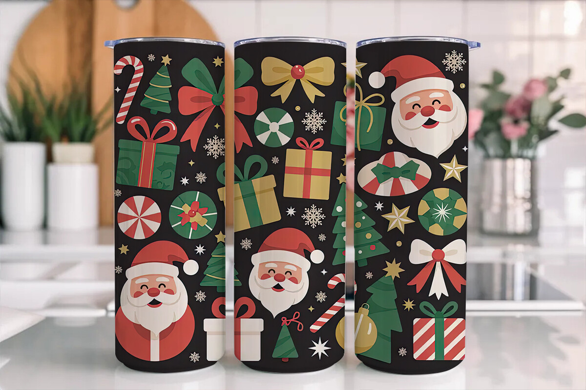 Vintage Christmas Tumbler Wrap Graphic by PinkPanda · Creative Fabrica
