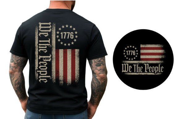 We the People 1776 American Flag Design Graphic T-shirt Designs By Crafts Station