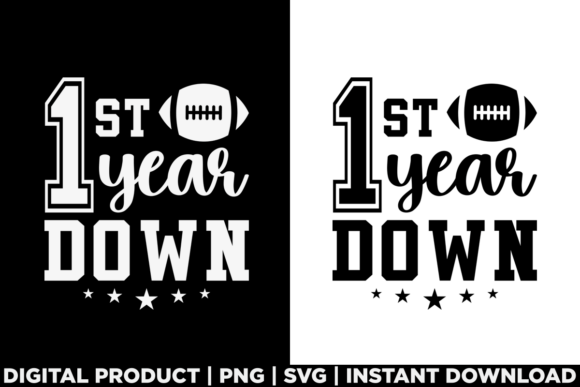 1st Year Down Birthday Football Tee Graphic T-shirt Designs By Merch Lover